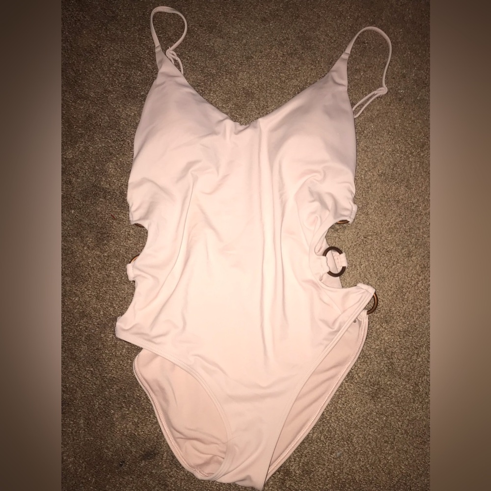 Pre-owned Aerie side ring pink swimsuit one piece Sz med